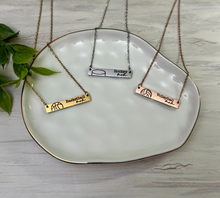 Basketball Mom, Hockey Mom, Volleyball Mom Necklace available in silver, gold, or rose gold by Coastal Ginger Creations