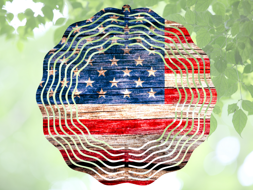 Distressed American Flag Wind Spinner