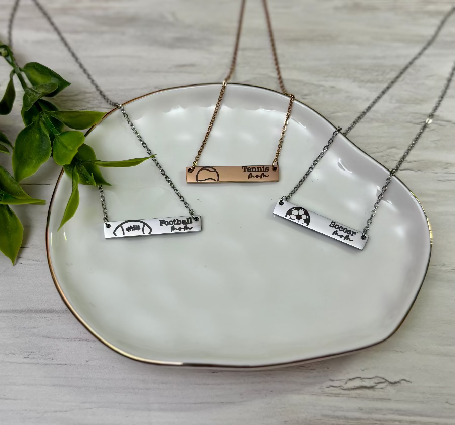 Football Mom, Tennis Mom, Soccer Mom Necklace available in silver, gold, or rose gold by Coastal Ginger Creations