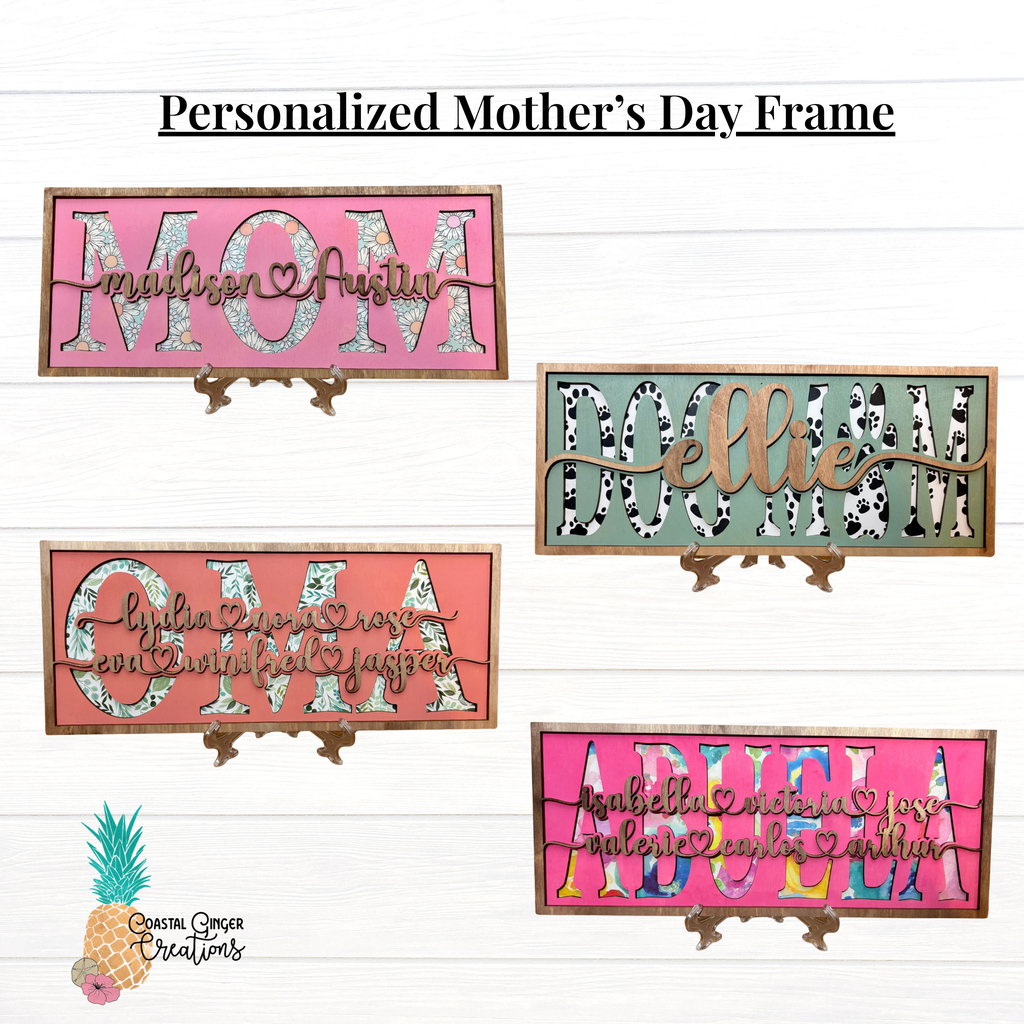 Personalized Mother’s Day Name Frame – Custom Kids or Grandkids Keepsake Gift
