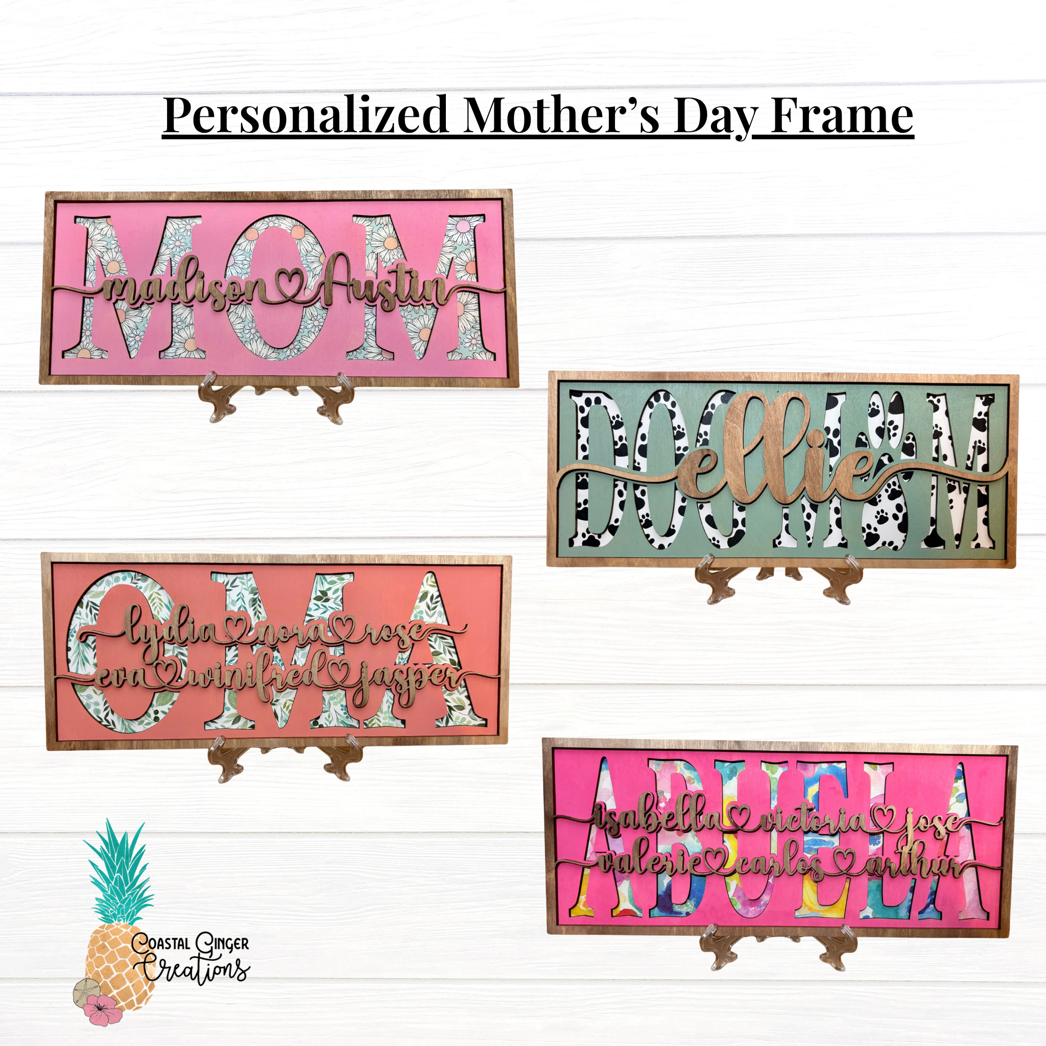 Personalized Mother’s Day Name Frame – Custom Kids or Grandkids Keepsake Gift