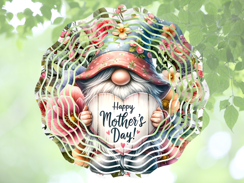 Floral Mother's Day Gnome Wind Spinner