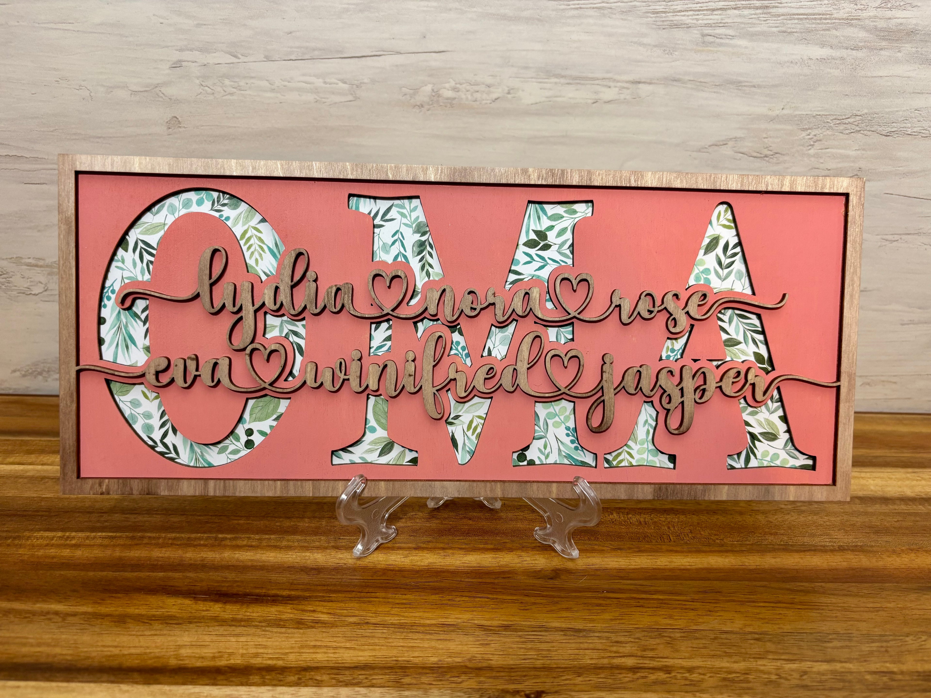 Personalized Mother’s Day Name Frame – Custom Kids or Grandkids Keepsake Gift