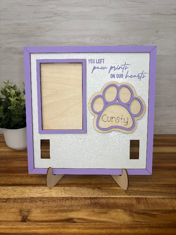 Pet memorial plaque featuring photo, name, and collar holder by Coastal Ginger Creations 