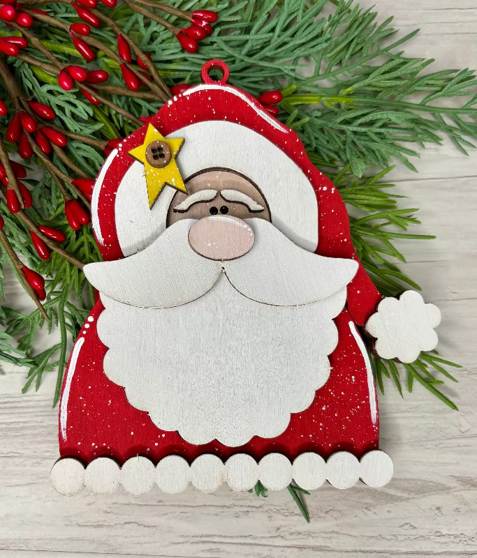 Primitive Santa Ornament for Ornament Bar by Coastal Ginger Creations 