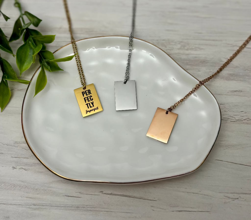 Rectangle necklace available in gold, silver, and rose gold by Coastal Ginger Creations