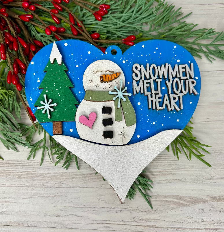 Snowmen Melt Your Heart Ornament for Ornament Bar by Coastal Ginger Creations 