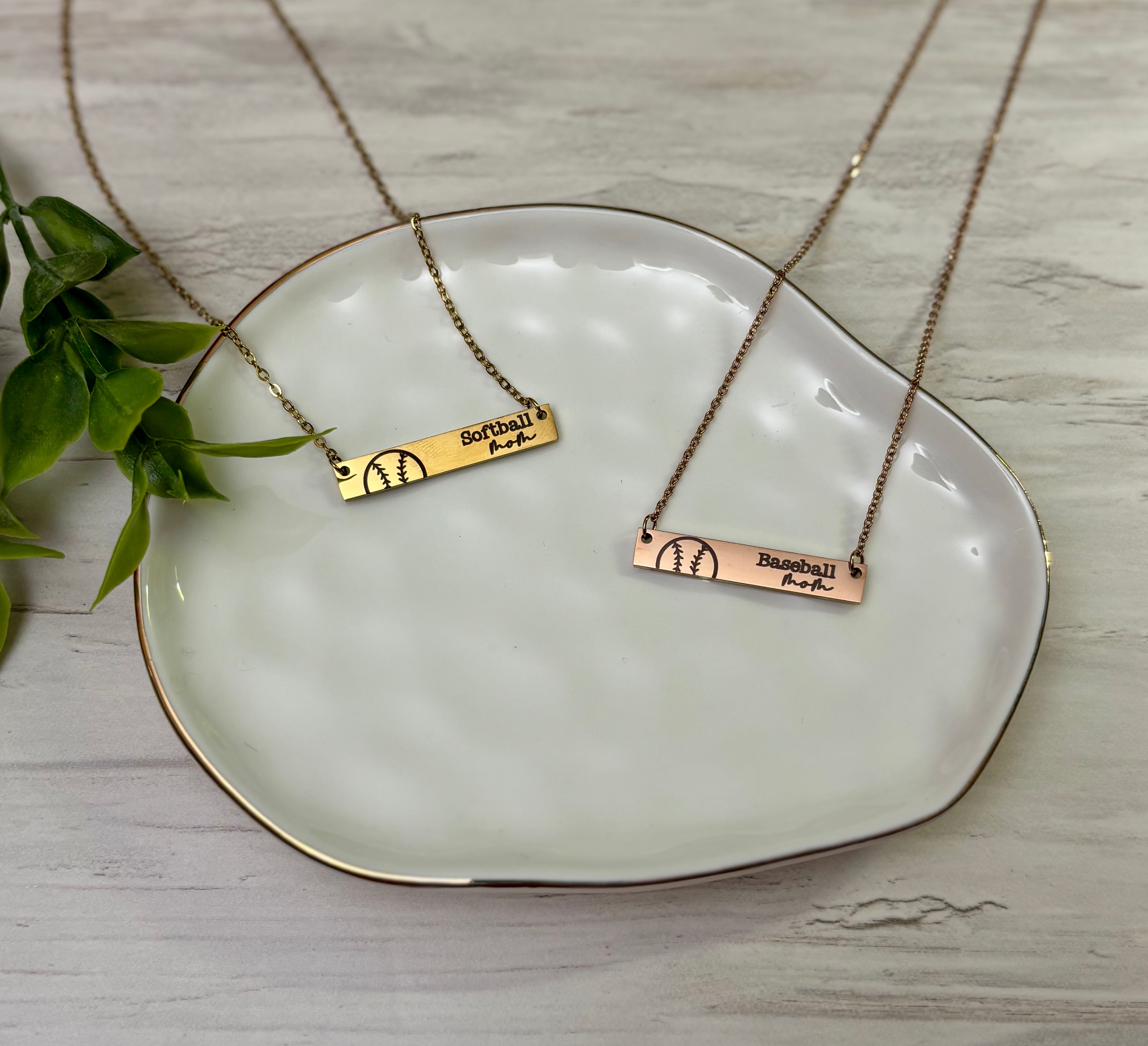 Softball Mom, Baseball Mom Necklace available in silver, gold, or rose gold by Coastal Ginger Creations