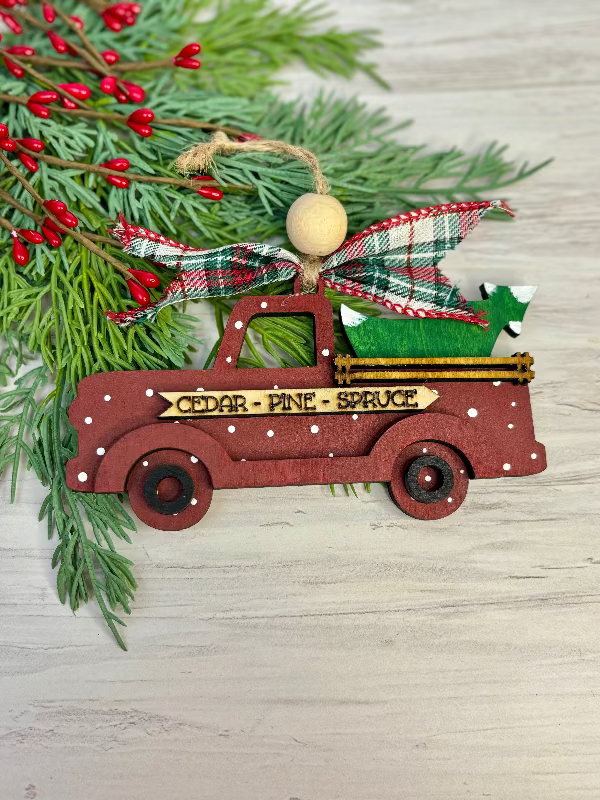 Truck with Christmas Tree Ornament for Ornament Bar by Coastal Ginger Creations 