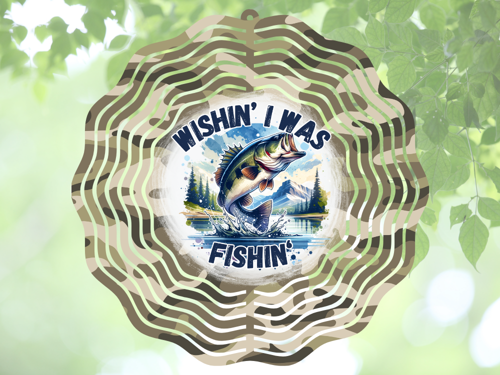 Wishin I was Fishin Wind Spinner was a Camo edge by Coastal Ginger Creations 